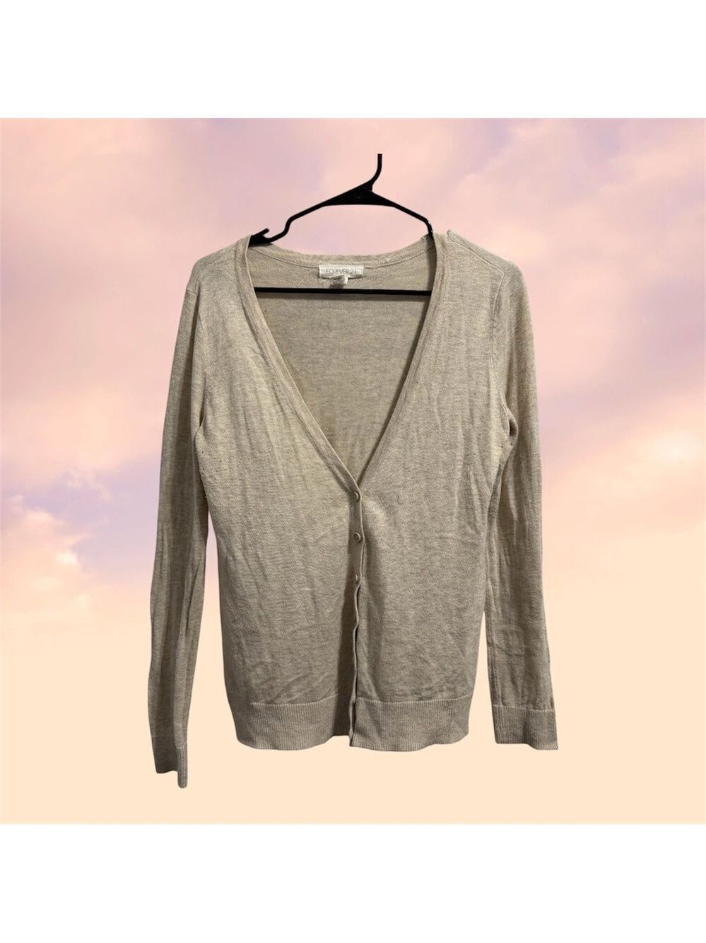 Forever 21 Beige V-Neck Button Front Cardigan size M